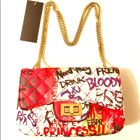 Quilted Graffiti Bag Gold Hardware - Picture 1 of 4